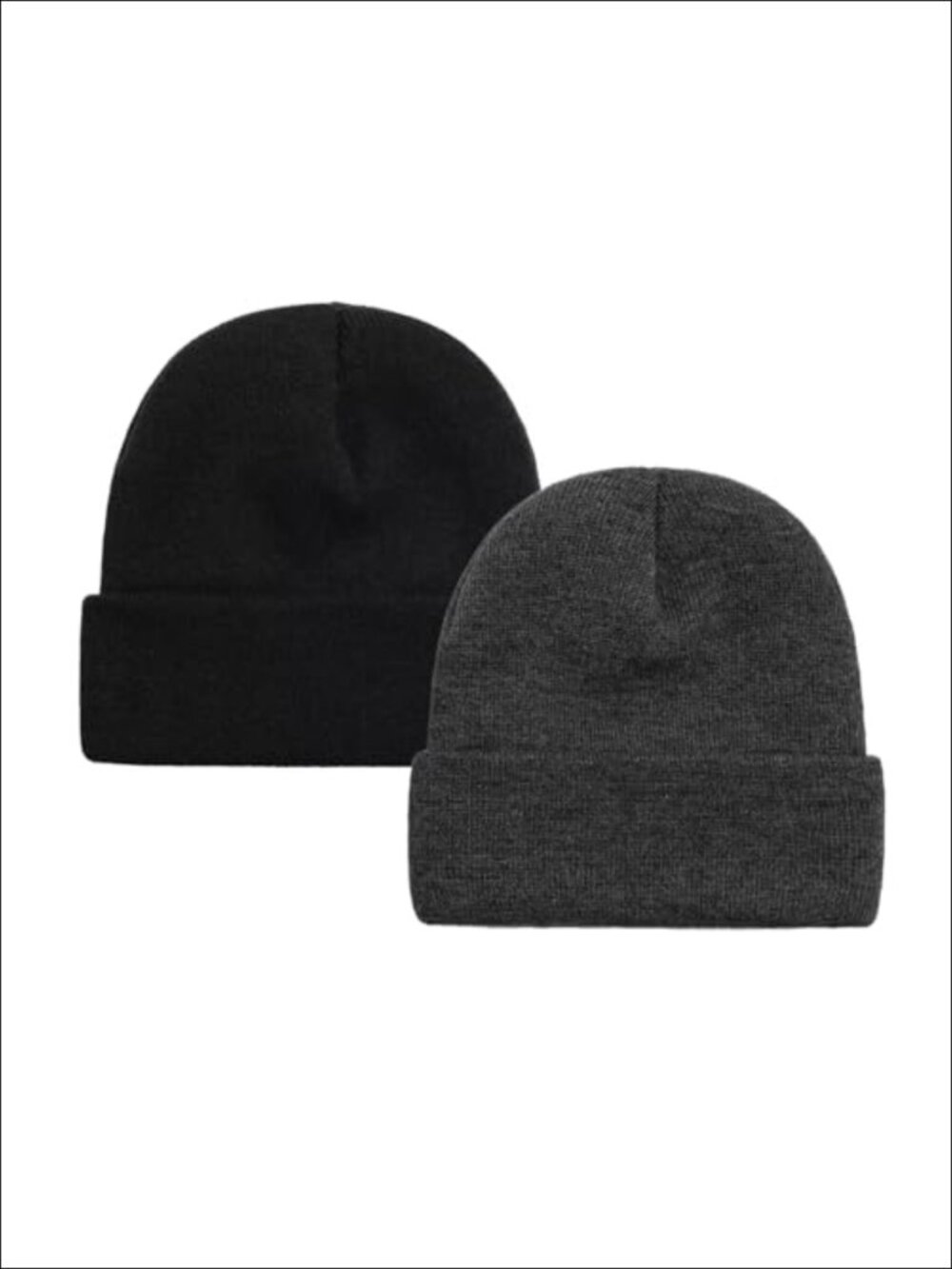 Unisex Cuffed Beanie Hats Satin Lined Acrylic Knit Warm Slouchy 2 Pack
